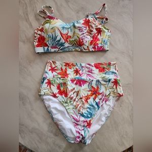 Sunsets Highwaisted Tropical Swimsuit